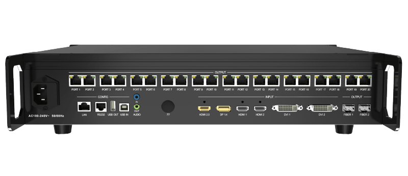 Colorlight製品 「X20」の背面の機材画像